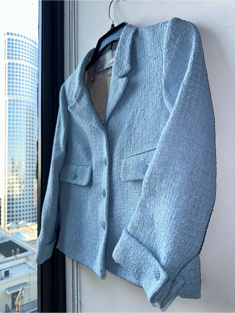 Zara Women’s Jacket Size M Pastel Blue Bouclé Blazer